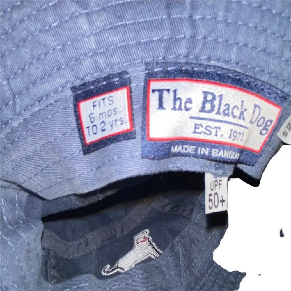 The Black Dog Bucket Hat UPF 50+ Navy with Black Dog Logo kids 6 mo. - 2 years